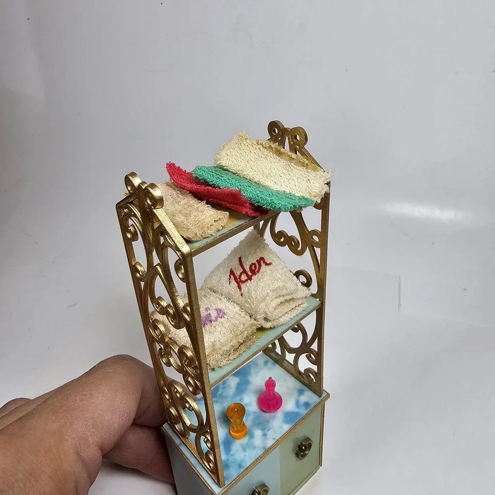 Vintage Ideal Dollhouse Bathroom Cabinet Unique‎ Towel and Accessories Storage